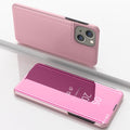 For iPhone 15 Plated Mirror Horizontal Flip Leather Phone Case with Holder