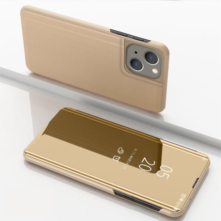 For iPhone 15 Plated Mirror Horizontal Flip Leather Phone Case with Holder