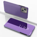 For iPhone 15 Plated Mirror Horizontal Flip Leather Phone Case with Holder