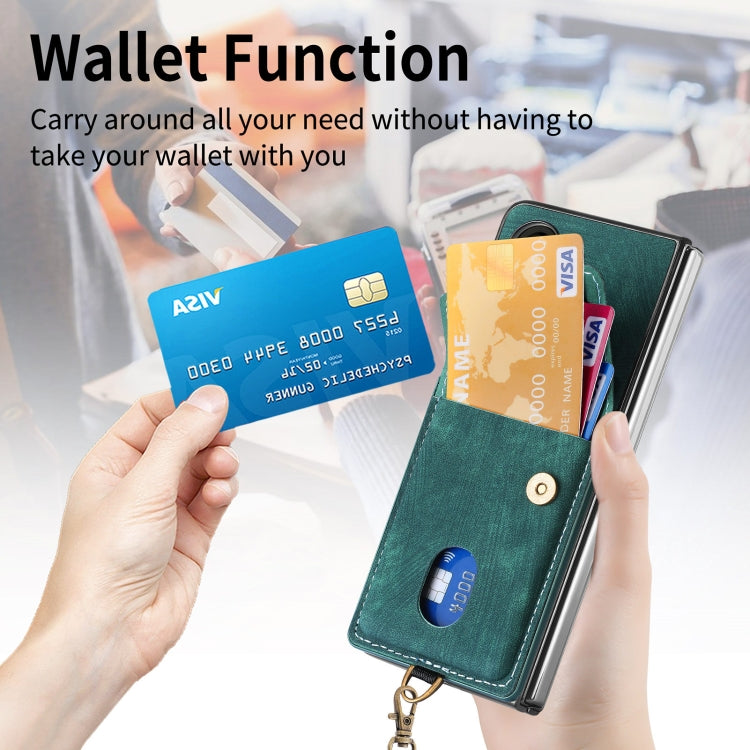 For Samsung Galaxy Z Fold 6 Retro Card Wallet Fold Leather Phone Case with Strap