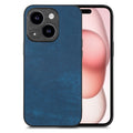 For iPhone 15 Vintage Leather PC Back Cover Phone Case