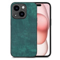 For iPhone 15 Vintage Leather PC Back Cover Phone Case