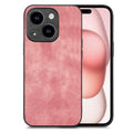 For iPhone 15 Vintage Leather PC Back Cover Phone Case