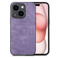 For iPhone 15 Vintage Leather PC Back Cover Phone Case