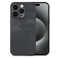 For iPhone 15 Pro Vintage Leather PC Back Cover Phone Case