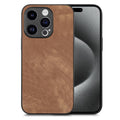 For iPhone 15 Pro Vintage Leather PC Back Cover Phone Case