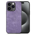 For iPhone 15 Pro Vintage Leather PC Back Cover Phone Case