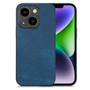 For iPhone 14 Vintage Leather PC Back Cover Phone Case