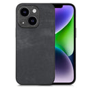 For iPhone 13 Vintage Leather PC Back Cover Phone Case