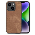 For iPhone 14 Plus Vintage Leather PC Back Cover Phone Case