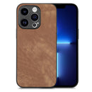 For iPhone 13 Pro Vintage Leather PC Back Cover Phone Case