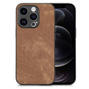 For iPhone 14 Vintage Leather PC Back Cover Phone Case