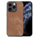 For iPhone 15 Vintage Leather PC Back Cover Phone Case