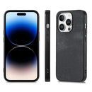 For iPhone 13 Vintage Leather PC Back Cover Phone Case