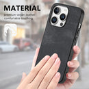For iPhone 13 Vintage Leather PC Back Cover Phone Case