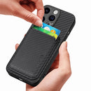 For iPhone 15 Carbon Fibre Leather Card Magsafe Phone Case