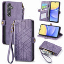 For Samsung Galaxy A15 Zipper Wallet Side Buckle Leather Phone Case