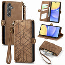 For Samsung Galaxy A15 Zipper Wallet Side Buckle Leather Phone Case