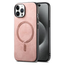 For iPhone 15 Pro Max Solid Colour Retro Magsafe PU Back Cover Phone Case