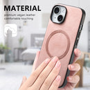 For iPhone 13 Solid Colour Retro Magsafe PU Back Cover Phone Case