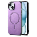 For iPhone 13 Solid Colour Retro Magsafe PU Back Cover Phone Case
