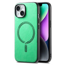 For iPhone 14 Plus Solid Colour Retro Magsafe PU Back Cover Phone Case