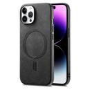 For iPhone 11 Pro Solid Colour Retro Magsafe PU Back Cover Phone Case