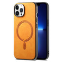 For iPhone 14 Solid Colour Retro Magsafe PU Back Cover Phone Case