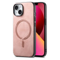 For iPhone 13 Solid Colour Retro Magsafe PU Back Cover Phone Case
