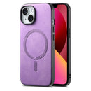 For iPhone 13 Solid Colour Retro Magsafe PU Back Cover Phone Case