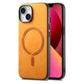 For iPhone 13 Solid Colour Retro Magsafe PU Back Cover Phone Case