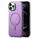 For iPhone 15 Solid Colour Retro Magsafe PU Back Cover Phone Case