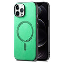 For iPhone 15 Pro Max Solid Colour Retro Magsafe PU Back Cover Phone Case