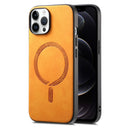 For iPhone 15 Pro Max Solid Colour Retro Magsafe PU Back Cover Phone Case