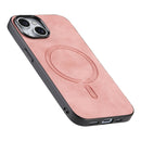 For iPhone 14 Solid Colour Retro Magsafe PU Back Cover Phone Case