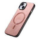 For iPhone 14 Solid Colour Retro Magsafe PU Back Cover Phone Case