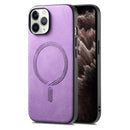 For iPhone 11 Pro Solid Colour Retro Magsafe PU Back Cover Phone Case