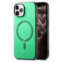 For iPhone 11 Pro Solid Colour Retro Magsafe PU Back Cover Phone Case