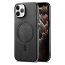 For iPhone 11 Pro Solid Colour Retro Magsafe PU Back Cover Phone Case