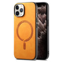 For iPhone 11 Pro Solid Colour Retro Magsafe PU Back Cover Phone Case