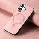 For iPhone 15 Pro Max Solid Colour Retro Magsafe PU Back Cover Phone Case