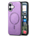 For iPhone 15 Pro Max Solid Colour Retro Magsafe PU Back Cover Phone Case
