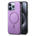 For iPhone 16 Pro Solid Colour Retro Magsafe PU Back Cover Phone Case