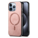 For iPhone 15 Solid Colour Retro Magsafe PU Back Cover Phone Case