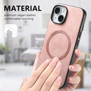 For iPhone 15 Solid Colour Retro Magsafe PU Back Cover Phone Case