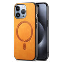 For iPhone 15 Solid Colour Retro Magsafe PU Back Cover Phone Case