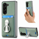 For Samsung Galaxy Z Flip 6 Carbon Fibre Card Wallet Fold Ring Holder Phone Case