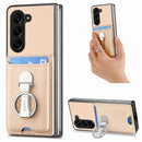 For Samsung Galaxy Z Flip 6 Carbon Fibre Card Wallet Fold Ring Holder Phone Case