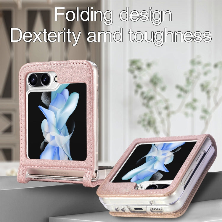 Samsung Galaxy Z Flip 6 Litchi Texture PU Card Fold Back Phone Case Cover