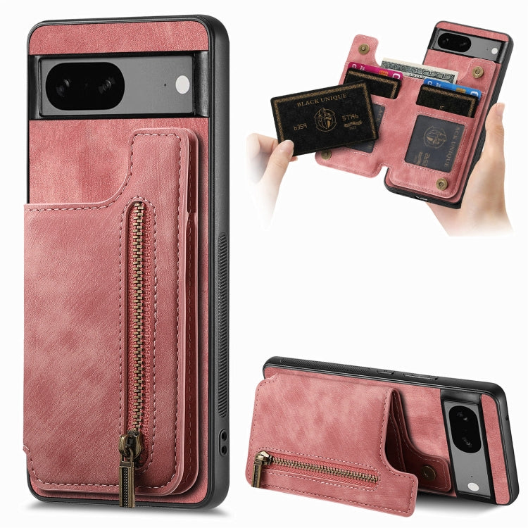 Retro Leather Zipper Wallet Back Phone Case
